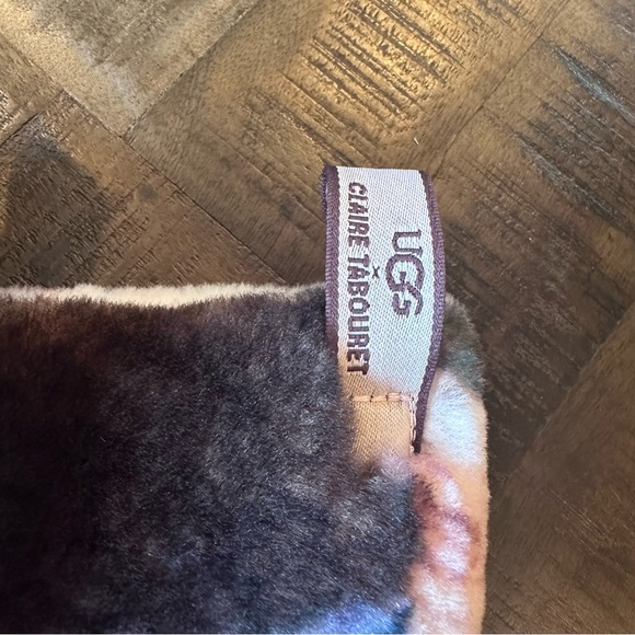 UGG X Claire Tabouret Fluff Boot size 7 Suede Sheepskin Balletcore 4” Wedge Heel - Picture 11 of 13